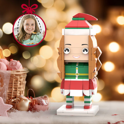 Christmas Gifts Custom Head Brick Figures Personalized Christmas Elves Girl Brick Figures Small Particle Block Toy