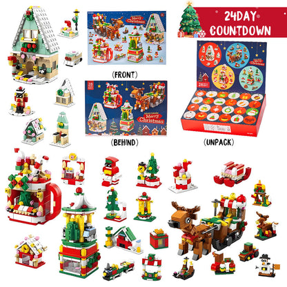 Christmas Sleigh Brick Figures Blind Box  Christmas Brick Figures  Surprise Blind Box  24 Calendar Countdown Gift Box