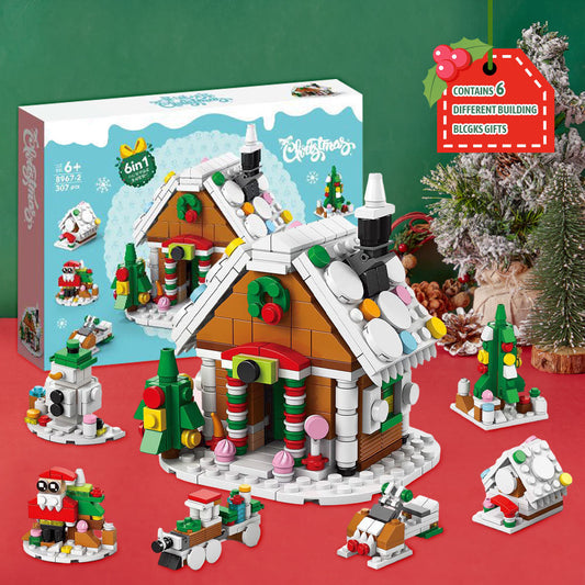 Christmas Cabin Figures  Surprise Blind Box  6 in 1 Brick Figures Gift Box