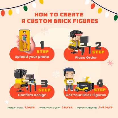 Valentine's Day Gifts Custom Head 2 People Cute Brick Figures Pac-Man Brick Figures