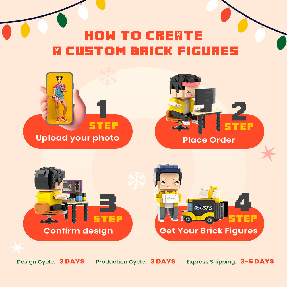 Christmas Beach Bikini Style Full Body Customizable 1 Person Custom Brick Figures Small Particle Block Toy Brick Me Figures Christmas Brick For Hot Weather