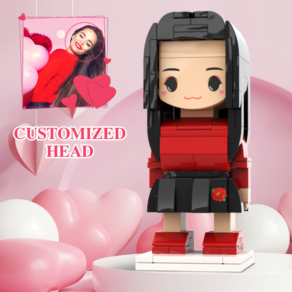 Valentine's Day Girl Gift Custom Head Cute Brick Figures Personalized Brick Figures Small Particle Block Toy