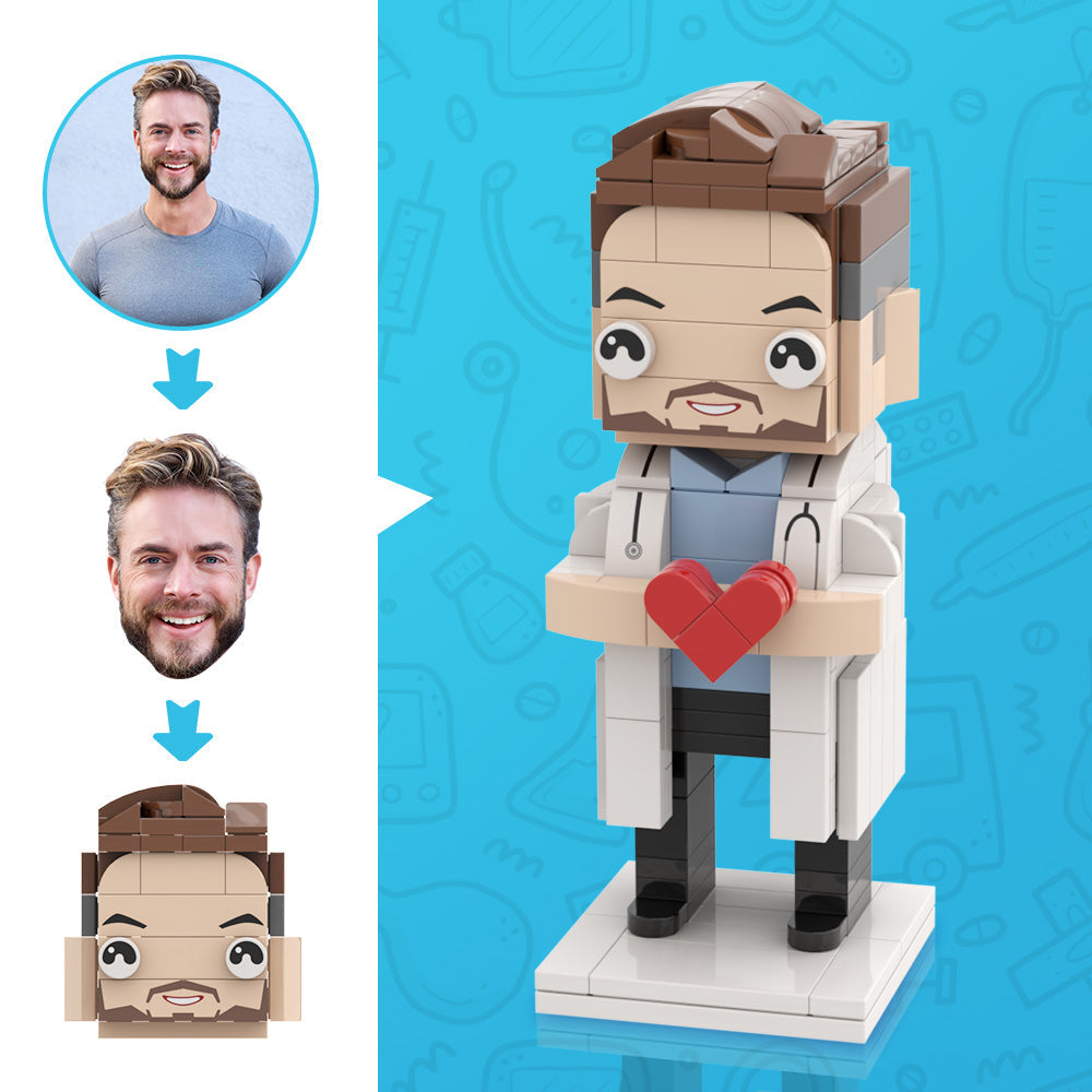 Customized Head Doctor Brick Figures Gift Upload Photo to Customize Hairstyle and Facial Features