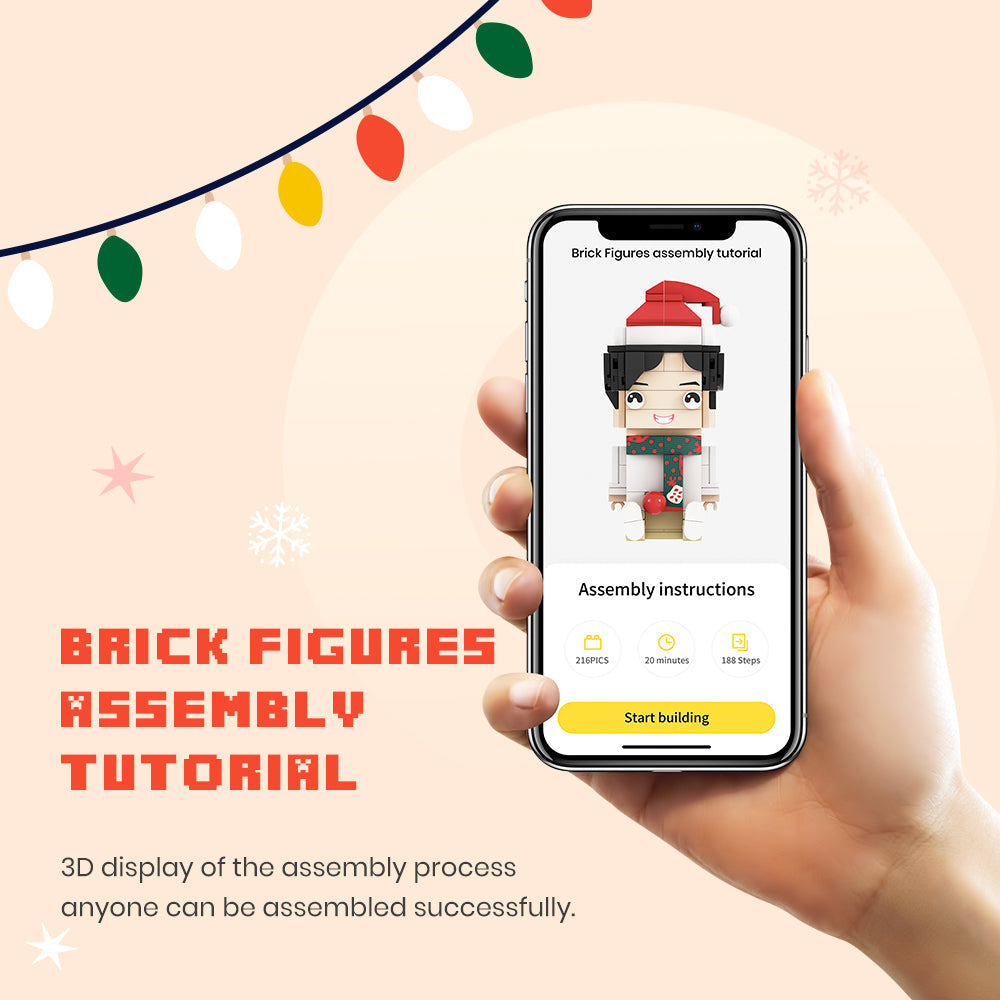 カスタムクリスマスヘッドレンガフィギュアパーソナライズされたクリスマスマンレンガフィギュア小さな粒子ブロックマン