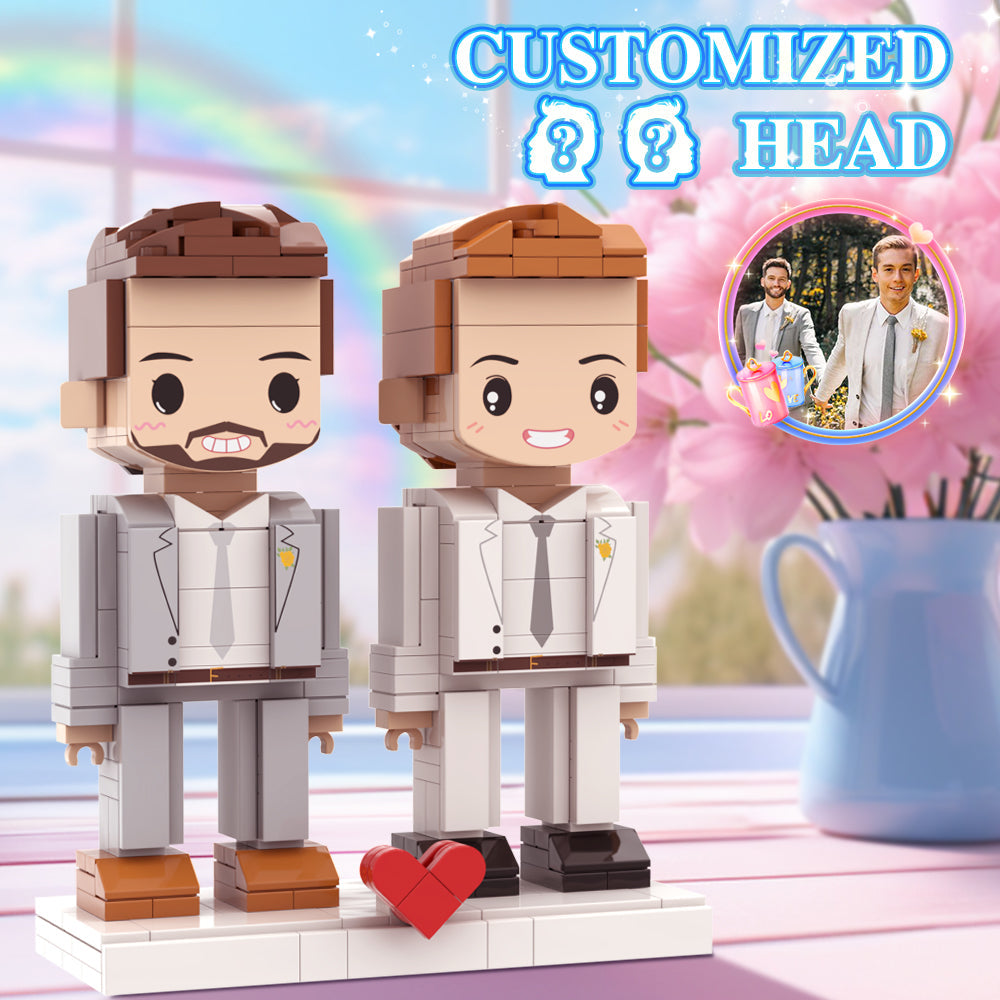 Valentine's Day Gay Couple Gift Brick Figures Personalized Couples Brick Figures Small Particle Block Gift For Male Homosexual Lovers