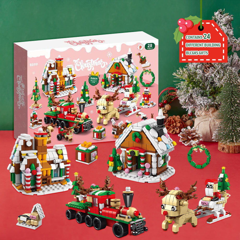 Christmas Town Brick Figures  Surprise Blind Box  24 Calendar Countdown Gift Box