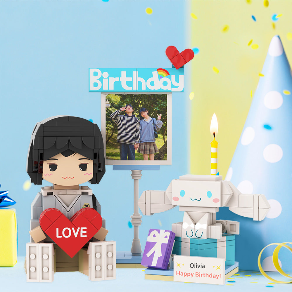 Birthday Gfits for Him Custom Brick Figures Personalized Sitting Brick Figures Small Particle Block Toy