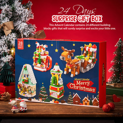 Christmas Sleigh Brick Figures Blind Box  Christmas Brick Figures  Surprise Blind Box  24 Calendar Countdown Gift Box