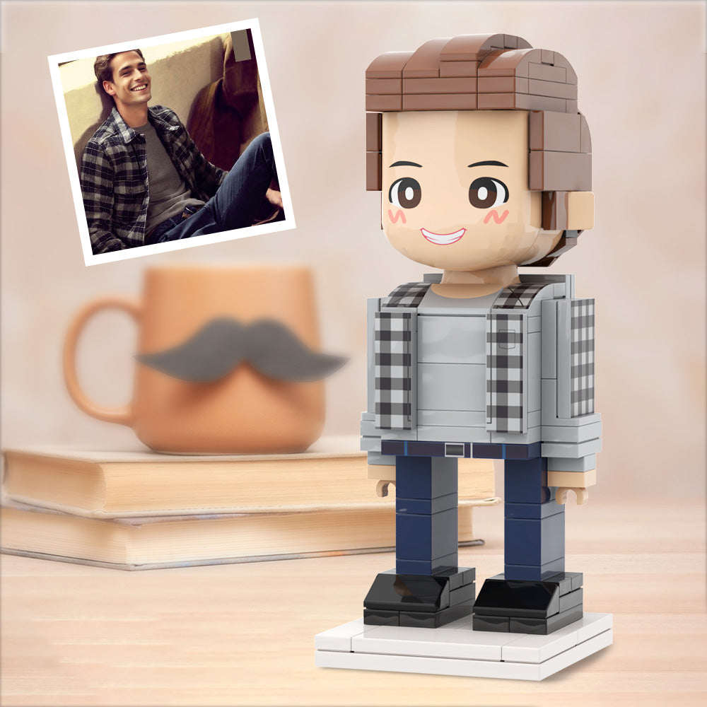 Full Body Duddu Brick Figures Customizable 1 Person Custom Brick Figures Small Particle Block Toy Brick Me Figures For Younger Dad On Father's Day