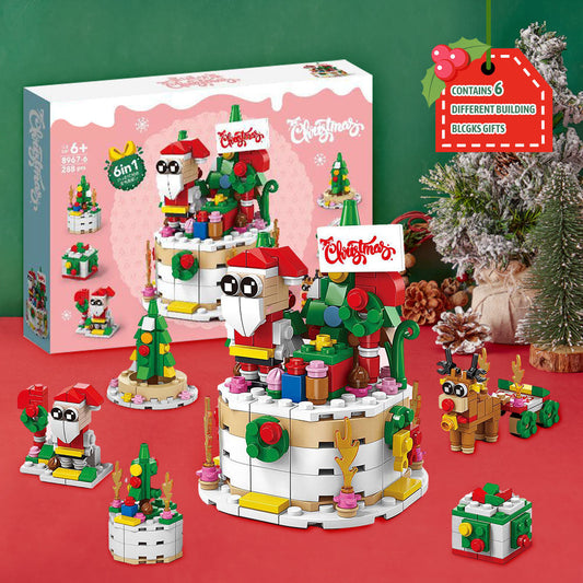 Christmas Cake Brick Figures  Surprise Blind Box  6 in 1 Brick Figures Gift Box