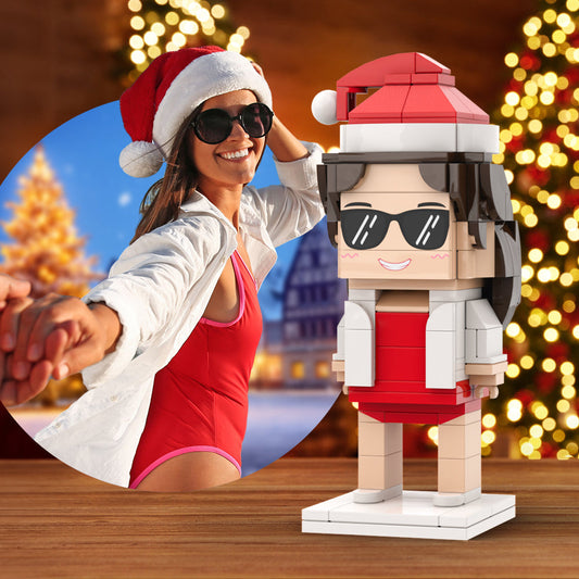 Christmas Beach Bikini Style Full Body Customizable 1 Person Custom Brick Figures Small Particle Block Toy Brick Me Figures Christmas Brick For Hot Weather