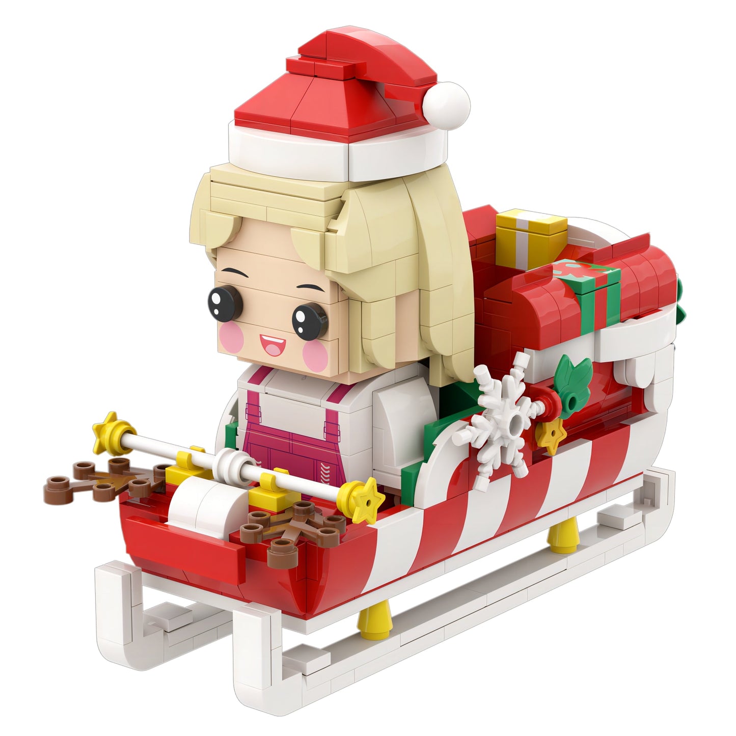 カスタムクリスマスレンガフィギュアペンホルダーパーソナライズされたレンガフィギュアとペンホルダーサンタのそり付きカスタムレンガフィギュア