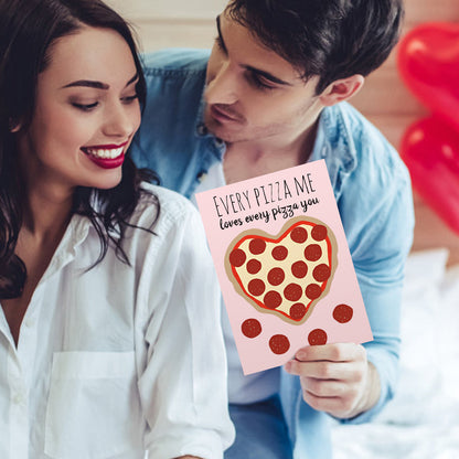 Funny Cute Pizza Heart Valentine's Day Card