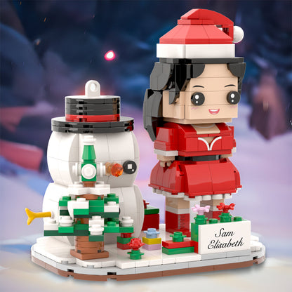 Funny Christmas Gfits Personalized Brick Figures with Christmas Base and Soowman