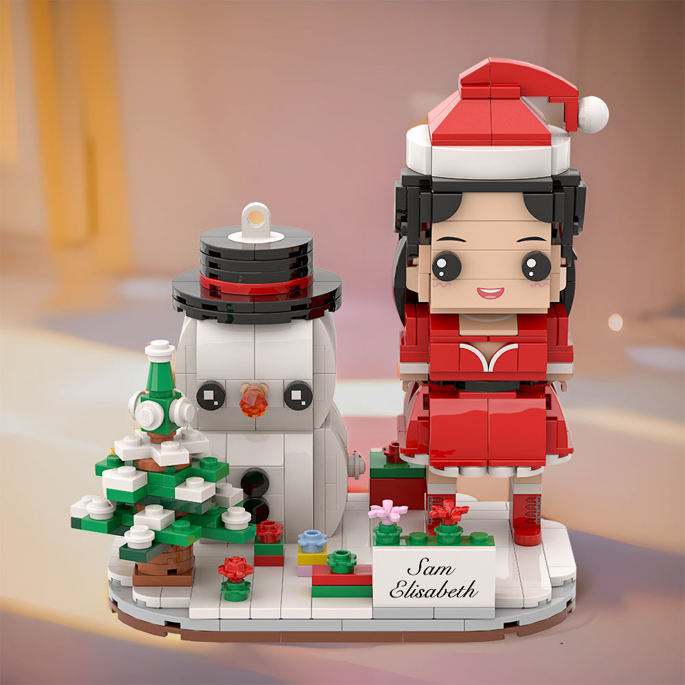 Funny Christmas Gfits Personalized Brick Figures with Christmas Base and Soowman