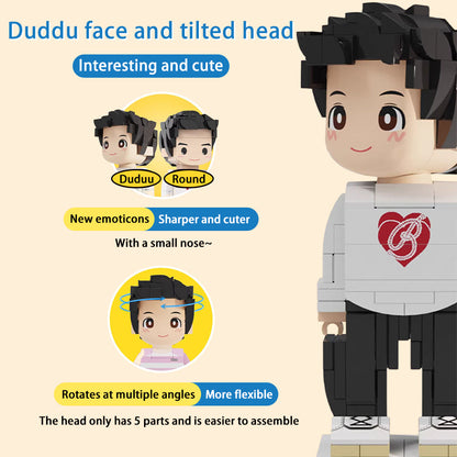 Full Body 2 People Duddu Brick Figures Custom Brick Figure For Daddy Perfect For Father's Day For Stylish Daddy Take Care Of His Little Daughter