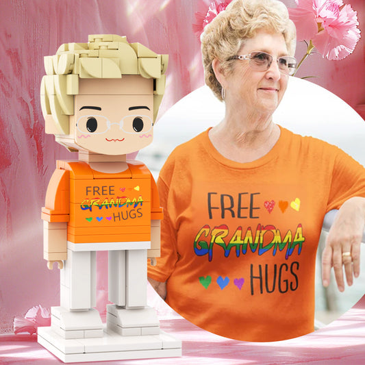 Mother's Day Gift For Grandma Custom Brick Figures Gift 1 Person Full Body Customizable Round Face Brick Figures