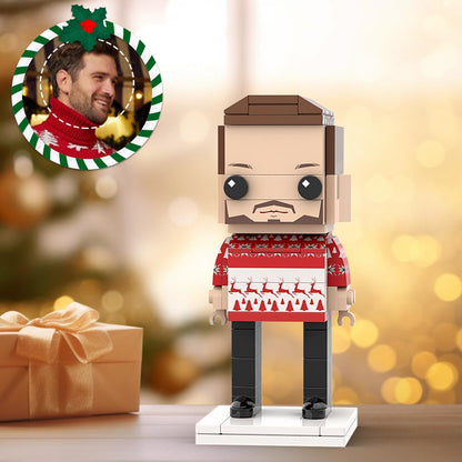 カスタムヘッドブリックフィギュアクリスマスパーソナライズされたクリスマスマンブリックフィギュア小粒子ブロックマン