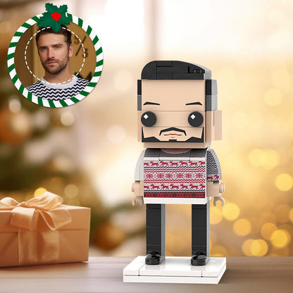 カスタムクリスマスヘッドレンガフィギュアパーソナライズされたクリスマスマンレンガフィギュア小さな粒子ブロックマン