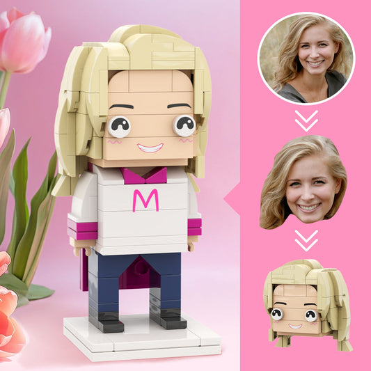 Mother's Day Gift For Super Mom Customizable Head Brick Figures Super Mom Wearing a Cape