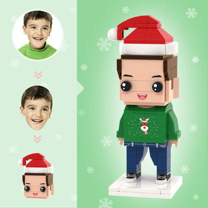 Christmas Gifts Custom Head Brick Figures Personalized Christmas Elk Boy Brick Figures Small Particle Block Toy