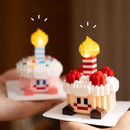 DIY Light-Up Cake Building Blocks Small Bricks Assembly Toy for Boys and Girls Birthday