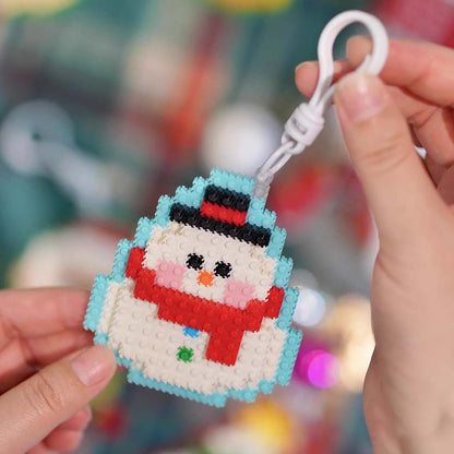 Christmas Building Block Keychain DIY Christmas Assembling Toy Gift for Kids or Friends