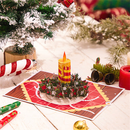 Christmas 3D Pop Up Card Christmas Candle Greeting Card