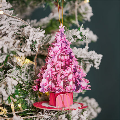 Pink Christmas Tree Ornament Christmas 3D Pop Up Greeting Card