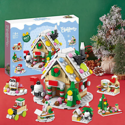 Christmas Gingerbread Man Cottage Brick Figures  Surprise Blind Box  6 in 1 Brick Figures Gift Box