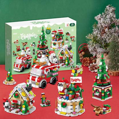 Christmas Street Scene Brick Figures  Surprise Blind Box  24 Calendar Countdown Gift Box