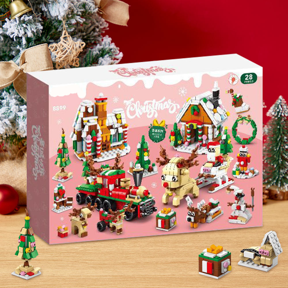 Christmas Town Brick Figures  Surprise Blind Box  24 Calendar Countdown Gift Box