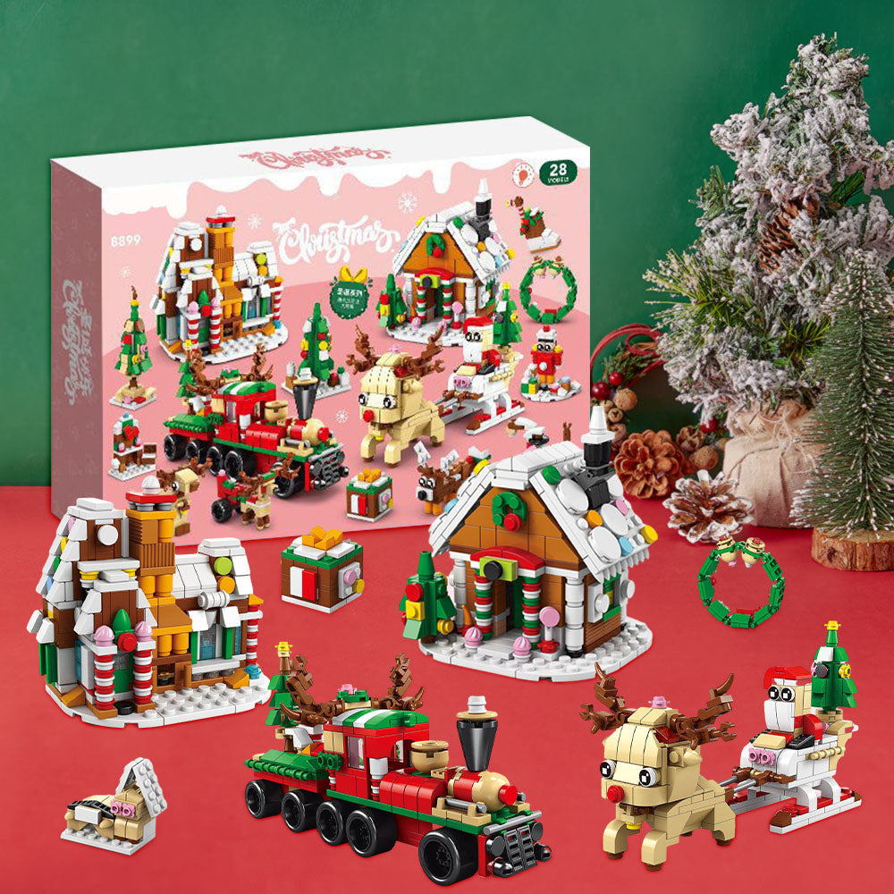 Christmas Town Brick Figures  Surprise Blind Box  24 Calendar Countdown Gift Box