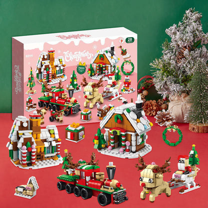 Christmas Town Brick Figures  Surprise Blind Box  24 Calendar Countdown Gift Box