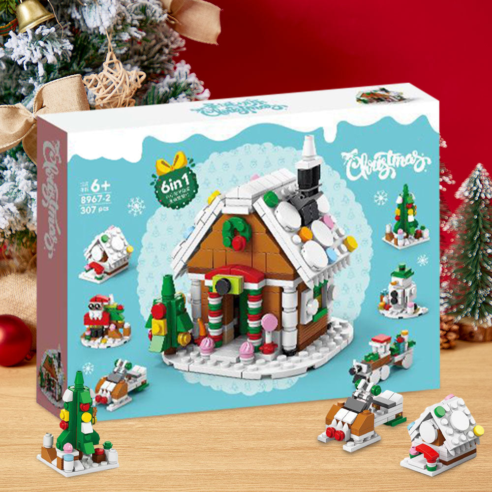 Christmas Cabin Figures  Surprise Blind Box  6 in 1 Brick Figures Gift Box