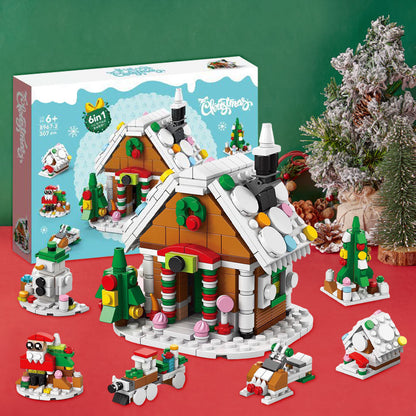 Christmas Cabin Figures  Surprise Blind Box  6 in 1 Brick Figures Gift Box