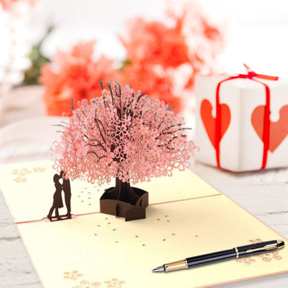 Valentine's Day Lovers Sakura 3D Pop Up Greeting Card