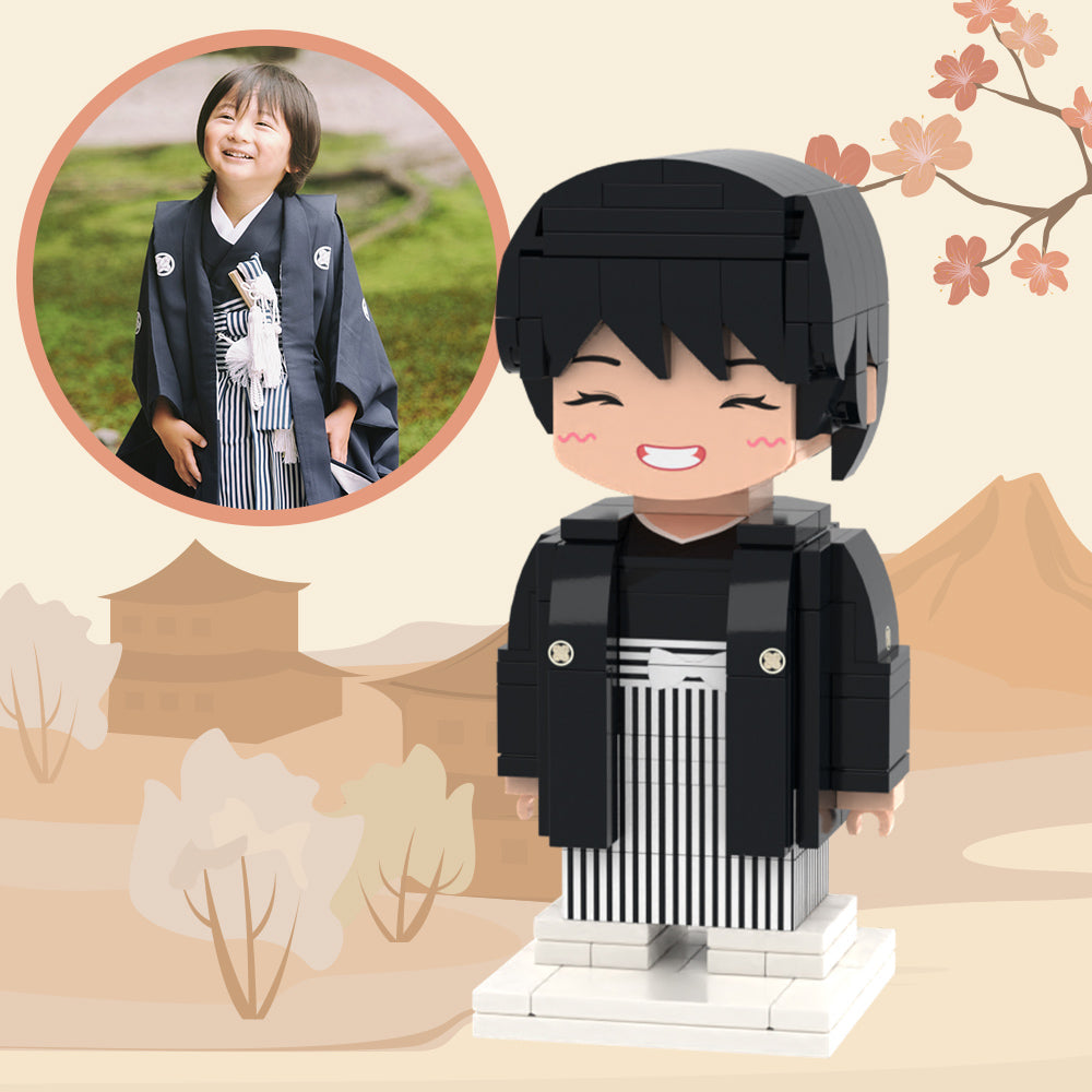 Valentine's Day Gifts Custom Brick Figures Full Body Customizable Japan Style Man in Black Kimono