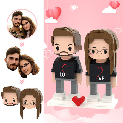 Valentine's Day Gifts Custom Head 2 People Cute Brick Figures LOVE Brick Figures