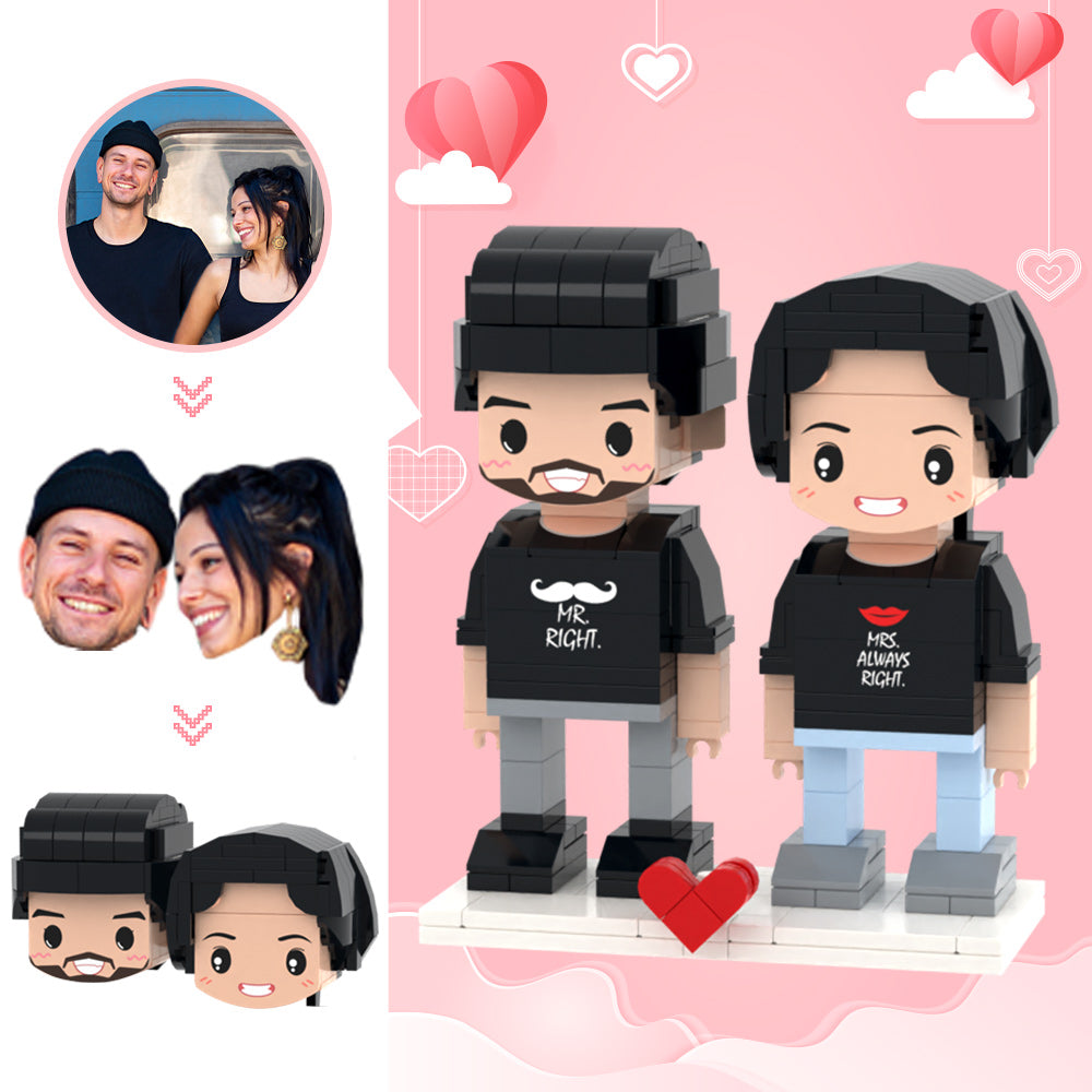 Valentine's Day Gifts Custom Head 2 People Cute Brick Figures Wife is Always Right Brick Figures