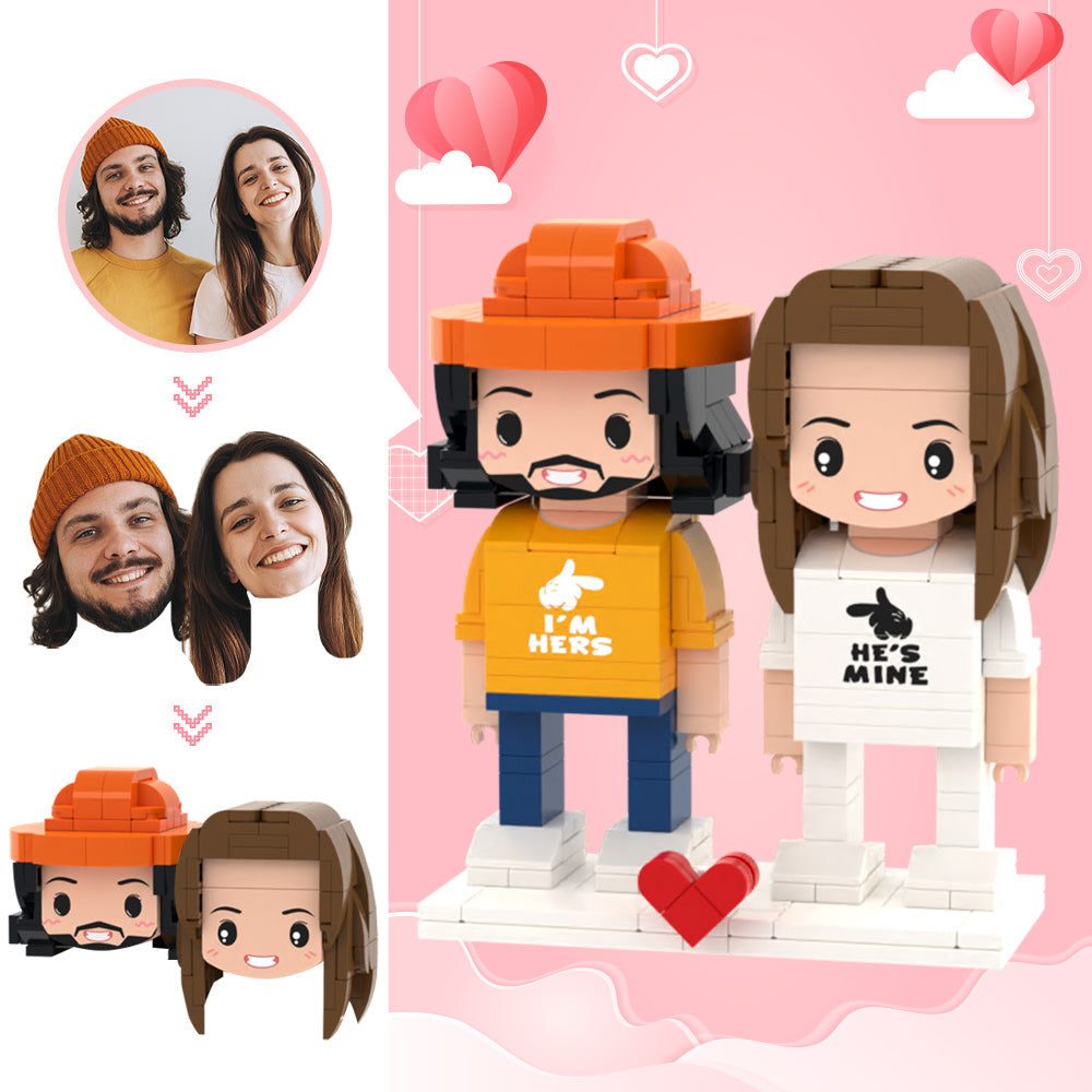 Valentine's Day Gifts Custom Head 2 People Cute Brick Figures Couple's Brick Figures