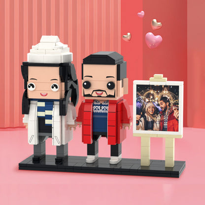 Valentine's Day Gifts Full Body Customizable 2 People Photo Frame Custom Brick Figures