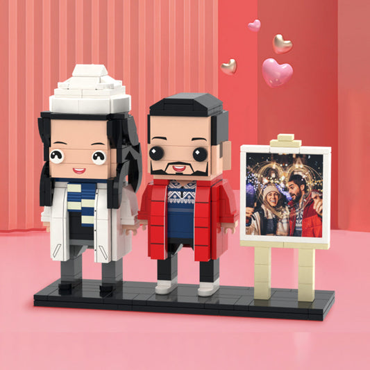 Valentine's Day Gifts Full Body Customizable 2 People Photo Frame Custom Brick Figures