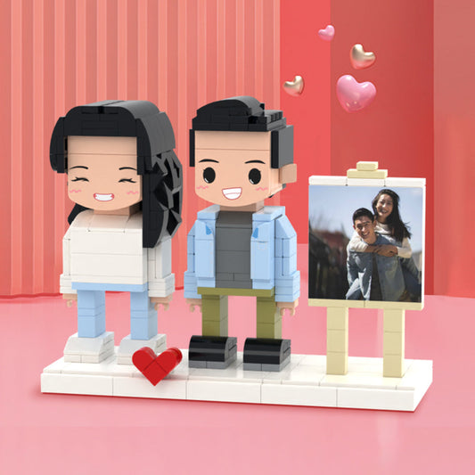 Surprise Gifts Full Body Customizable 2 People Photo Frame Custom Cute Brick Figures