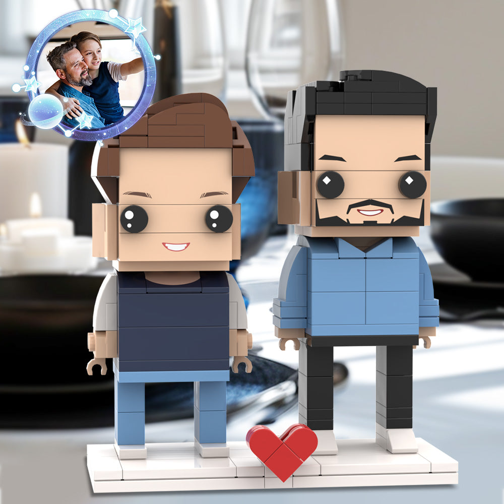 Fully Body Customizable Father's Day Gift Brick Figures Daddy and His Son 2 People Custom Brick Figures For Dad On Father's Day