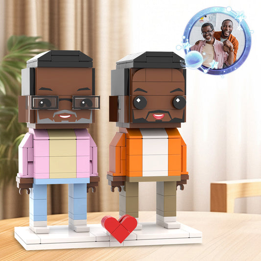 Personalized Gift For Dad Fully Body Customizable Father's Day Custom Brick Figures For Dad 2 People Custom Brick Figures For Daddy On Father's Day